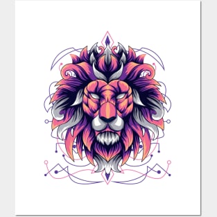 lion head front Posters and Art